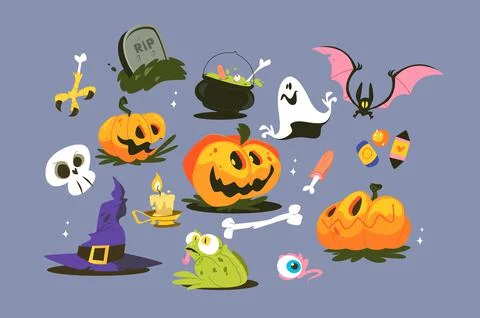 Halloween decoration elements set Illustrazione stock