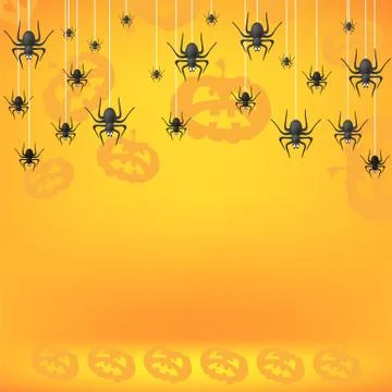 Halloween Decoration Pattern with Pumpkin and Spider Isolated on Orange Stock Illustration