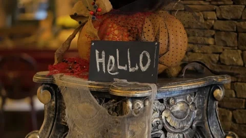 Halloween decoration on the table Stock Footage 89670455