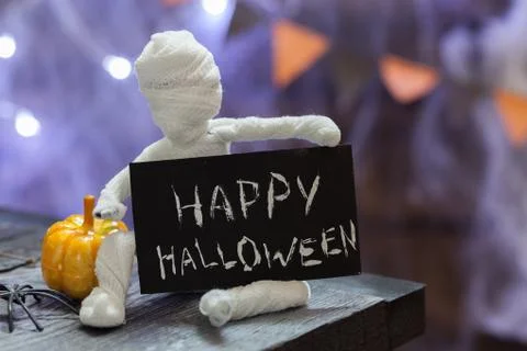 Halloween decoration on table Stock Photos
