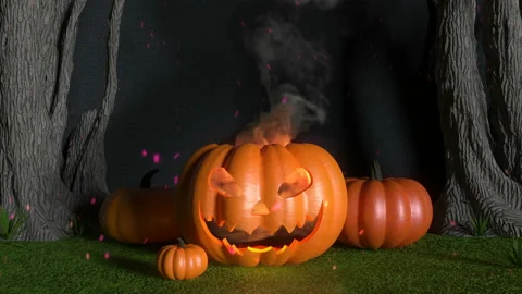 Halloween decorations concept at night. Stock Footage 164658158