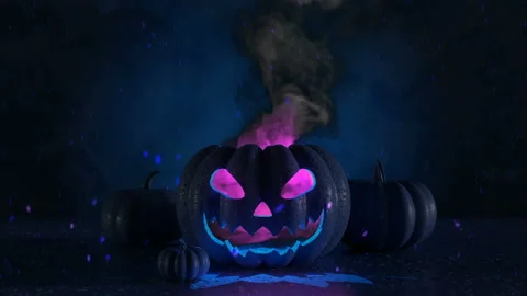 Halloween decorations concept at night. Stock Footage 164658241