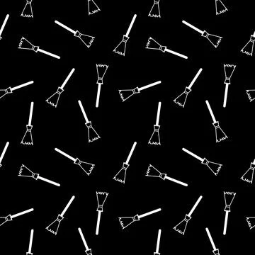 ?Halloween decorations concept. Seamless pattern with white icons. Design ele Stock Illustration