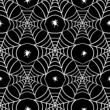 ?Halloween decorations concept. Seamless pattern with white icons. Design ele Stock Illustration