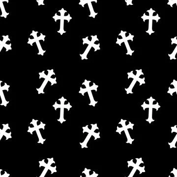 ?Halloween decorations concept. Seamless pattern with white icons. Design ele Stock Illustration
