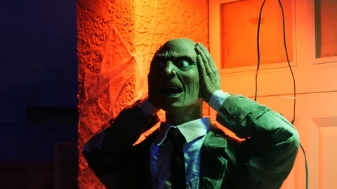 Halloween decorations, headless man Stock Footage 98223598