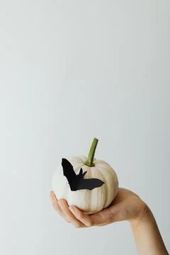HALLOWEEN DECORATIONS ON A WHITE WALL Stock Photos