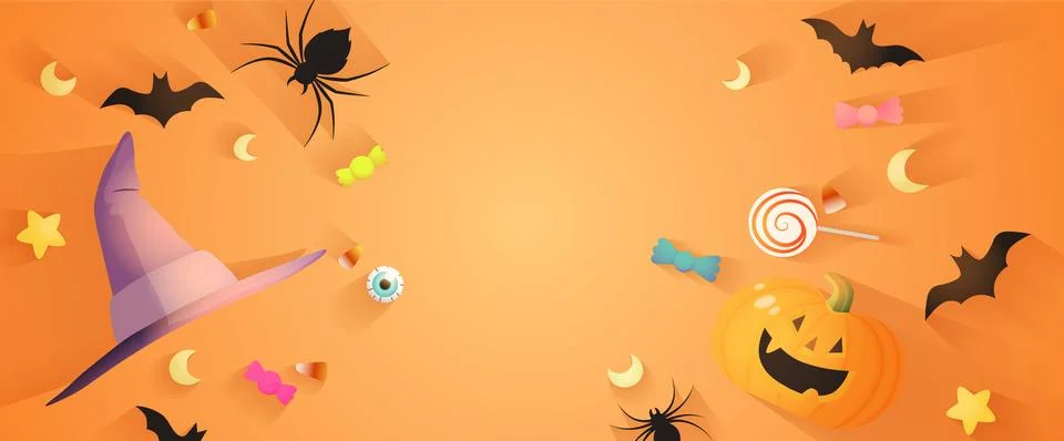 Halloween decorative elements background vector banner Stock Illustration