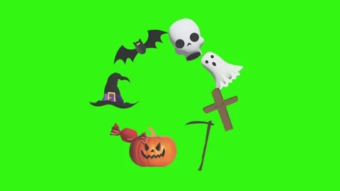Halloween design object elements animation effects on green screen 库存影片 281610381