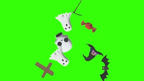 Halloween design object elements animation effects on green screen Vidéo 281610429