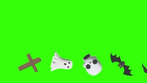 Halloween design object elements animation effects on green screen Vídeo Stock 281610463