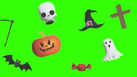 Halloween design object elements animation effects on green screen 库存影片 281610472