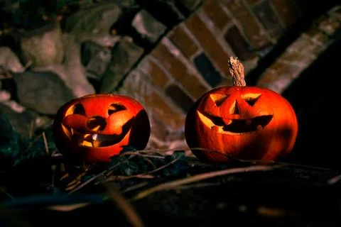 Halloween design with pumpkins. Stock Photos