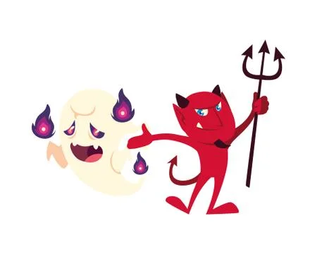 Halloween devil and ghost cartoons vector design Stock Illustration