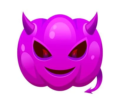 Halloween devil emoji shaped like a pumpkin Stock Illustration