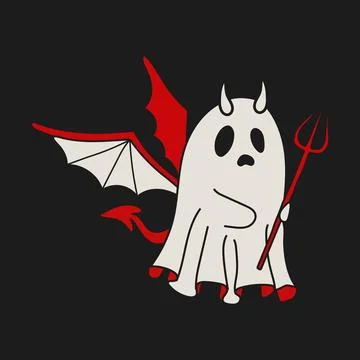 Halloween Devil Ghost with Trident and Fun Design Illustrazione stock