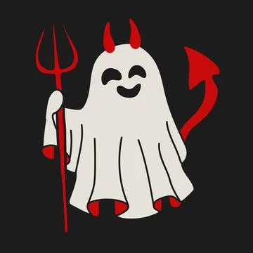 Halloween Devil Ghost with Trident and Fun Design Stock-Illustration