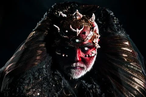 Halloween devil. man with makeup of devil on halloween. scary and horror Stock Photos