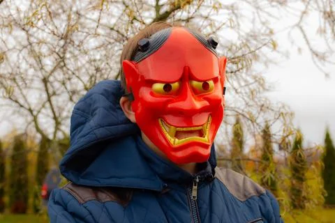 Halloween devil mask for a man. Stock Photos