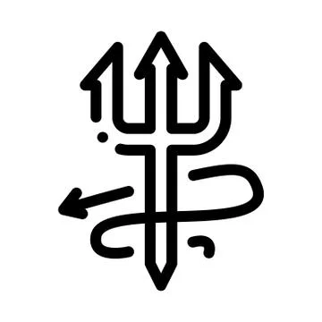 Halloween devil trident icon vector outline illustration Stock Illustration