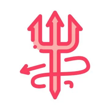 Halloween devil trident icon vector outline illustration Stock Illustration