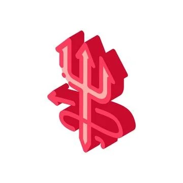 Halloween devil trident isometric icon vector illustration イラスト素材