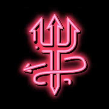 Halloween devil trident neon glow icon illustration Illustrazione stock