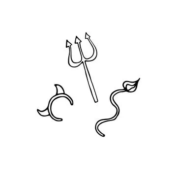 Halloween devils accessories doodle set Ilustração Stock