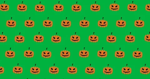 Halloween digital art features scary pumpkin patterns on a black background. Stock Footage 318862745