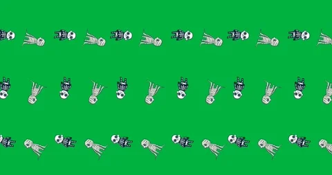 Halloween digital pattern features mummies and skeletons on a black background. Stock Footage 318862816
