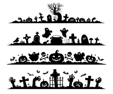 Halloween dividers, border frames and separators Stock Illustration