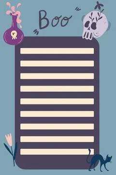 Halloween To do planner template. Hand draw Symbols of Halloween. Template fo Stock Illustration