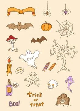 Halloween doodle design elements Stock Illustration