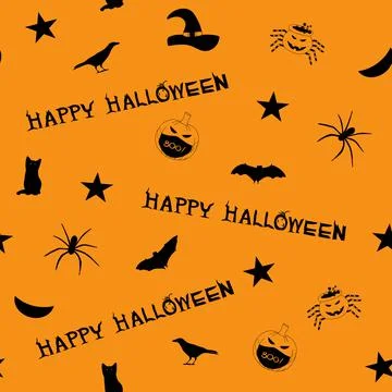 Halloween Doodle Pattern. Hand drawing. Seamless pattern. Stock Illustration
