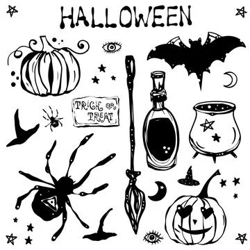 Halloween doodle set Stock Illustration