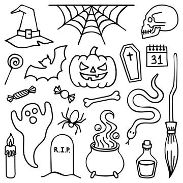 Halloween doodle set. Vector illustration Stock Illustration