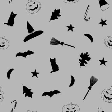 Halloween Doodle Vector Pattern done by hand drawn. Stock Illustration