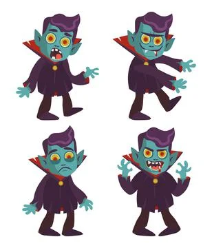 Halloween dracula vampire characters flat vector illustration Stock Illustration
