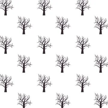 Halloween dry trees pattern background Stock Illustration