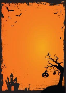Halloween element with border and background template Stock Illustration