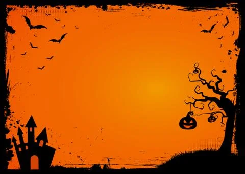 Halloween element with border and background template Stock Illustration