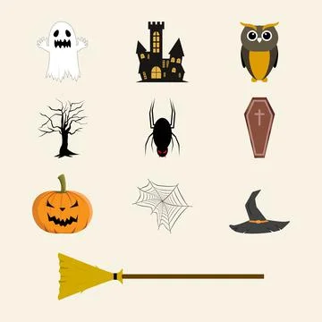 Halloween element with evil-shaped design. Halloween vector design collection Stock Illustration