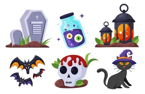 Halloween element icon vector set Stock Illustration