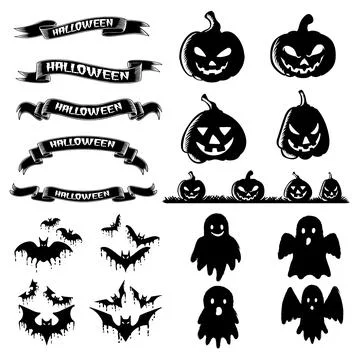 Halloween element silhouette vector illustration Stock Illustration