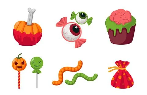 Halloween element vector set with Halloween symbols. Stock Illustration