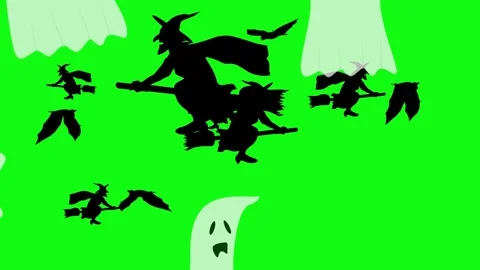 Halloween elements animation on green screen Stock Footage 287806649