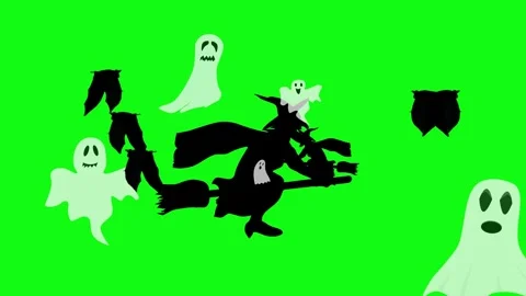 Halloween elements animation on green screen Stock Footage 287806652