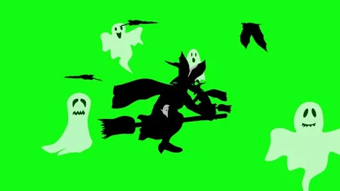 Halloween elements animation on green screen Stock Footage 287806653