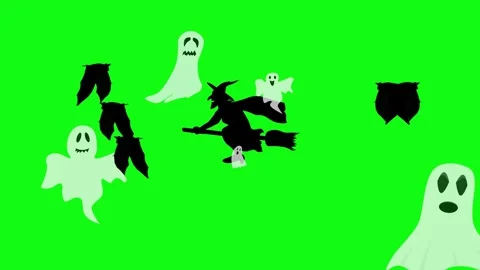Halloween elements animation on green screen Stock Footage 287806665