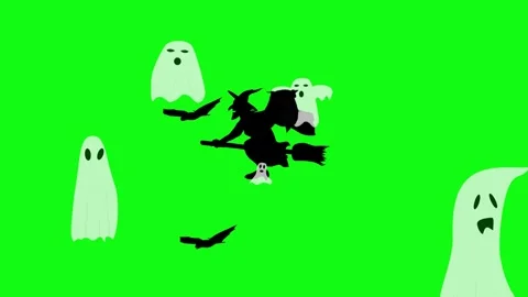 Halloween elements animation on green screen Stock Footage 287806667